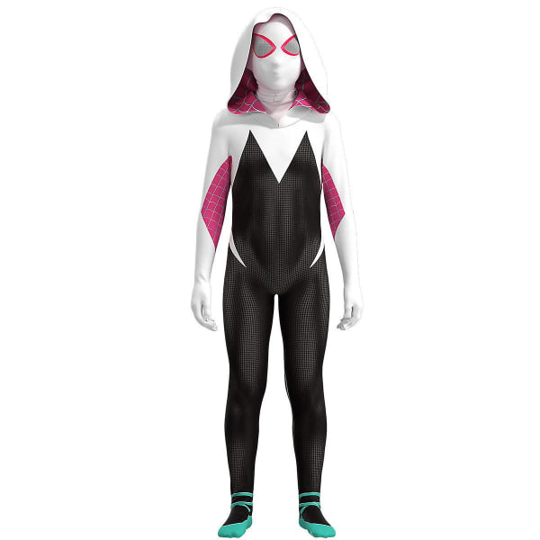 Ghost Spider-gwen Kostume Cosplay Kostume Fest Jumpsuit Monteret Børnetøj Spiderman Ansigtsmaling 100cm