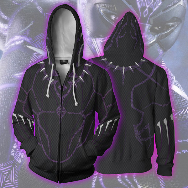 Marvel Super and Heroes Black Panther 3D Sweatshirt Digital Prin Purple Black Panther zipper Children  L