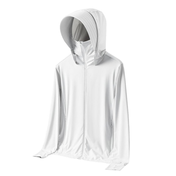 Kevyt aurinkosuojavaatteet Pitkähihainen jääsilkkihuppari Women - White 4XL
