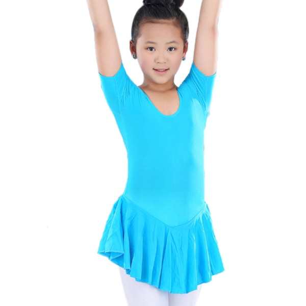 Børneballetkjole trikot med nederdel dansekostumer Tutu Blue 150cm