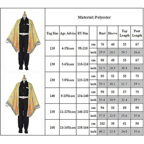 Lasten Demon Slayer -animaatio Cosplay-asusetti 5-6 Years Agatsuma Zenitsu