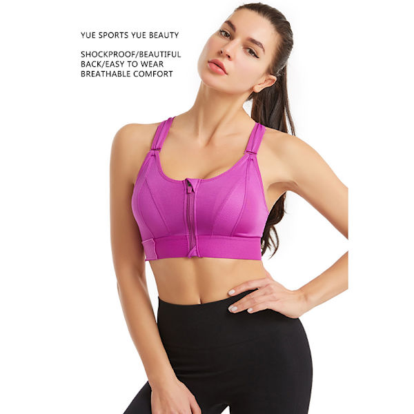 Naisten urheiluliivit Tight Yoga Tank edessä vetoketju purple 3XL