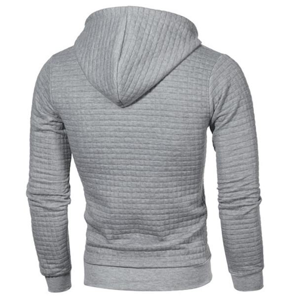 Rutig huvtröja för män Utomhus Fritid Sport Lös kappa Light gray XL