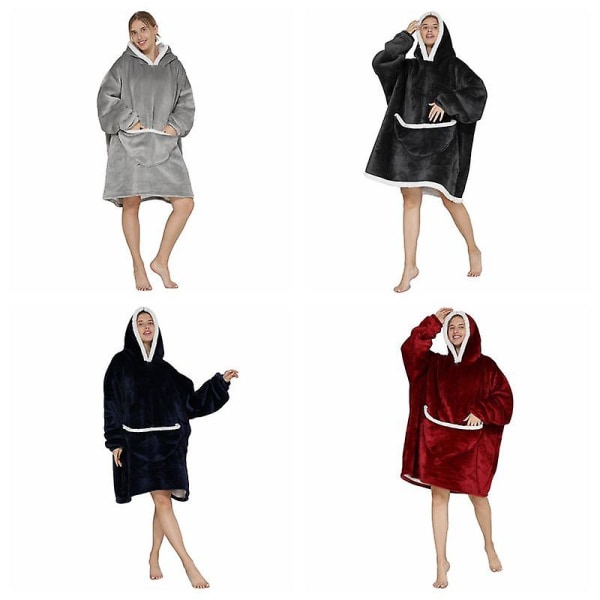 Hættetrøje Oversized filt Sherpa Fleece Ultra Giant Comfy Hoodie New Adult ~ V Wine Red