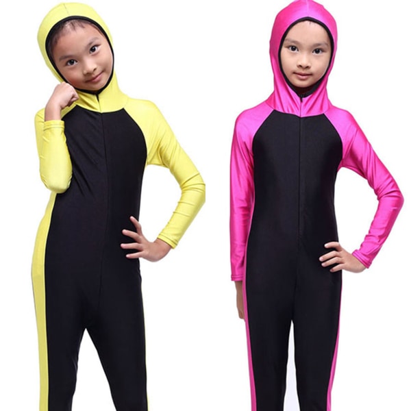 Baddräkt för barn Cover baddräkt Modest Beachwear Girls Burkini Gold