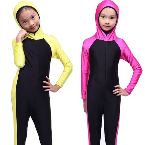 Baddräkt för barn Cover baddräkt Modest Beachwear Girls Burkini Rose&Red