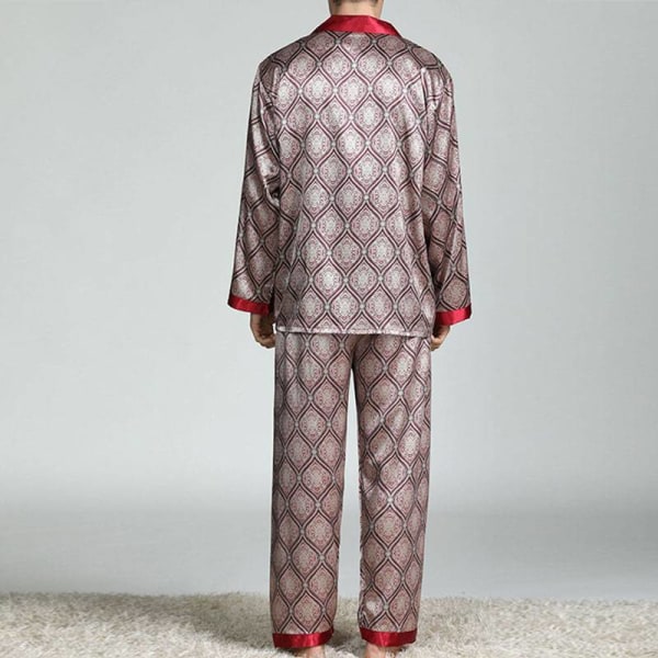 Miesten pyjamasetti T-paita Lounge Bottoms Housut Yöasut Suit Pjs Claret XL