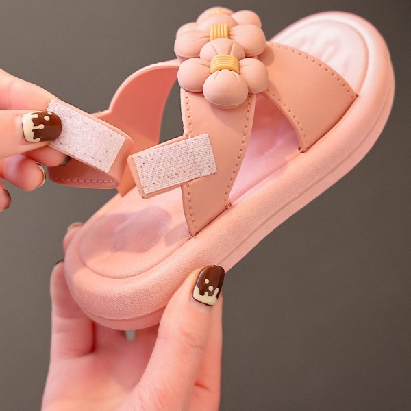 Justerbare flate sandaler for barn, jentesandaler, småbarnssandaler Pink 30