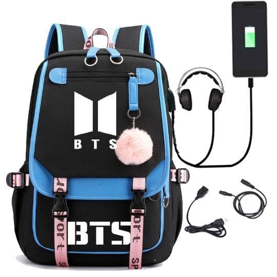 BTS reppu lasten reput reppu USB-liitännällä 1kpl blå 2
