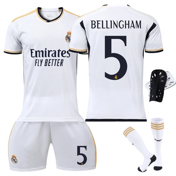 Real Madrid Bellingham No.5 Trikotsett Treningsskjorte Dress For Barn Voksne Sesong 23-24 Hvit sett B 2 White Set B Size 20