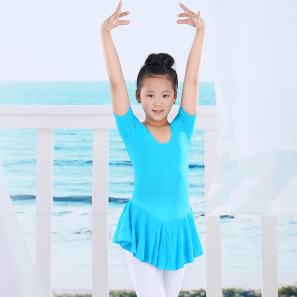 Barns balettklänning Leotard med kjol Danskostymer Tutu Blue 130cm