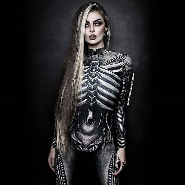 Naisten puku Seksikäs scifi-halloween-asu, paras pelottava naisten puku black XS