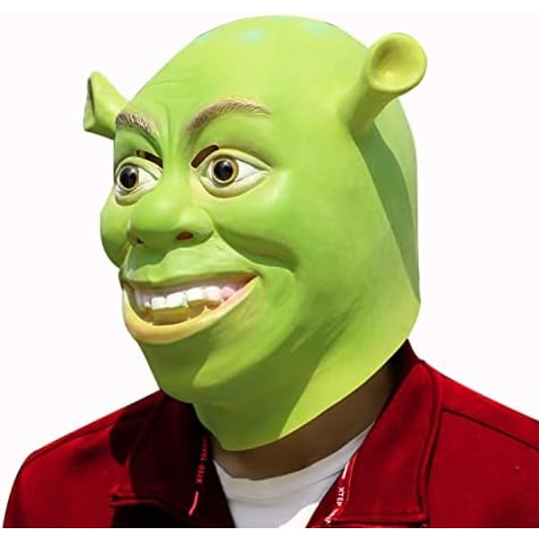 Shrek Mask Kostym Halloween Cosplay Full Head Grön Shrek Mask Latex Masker