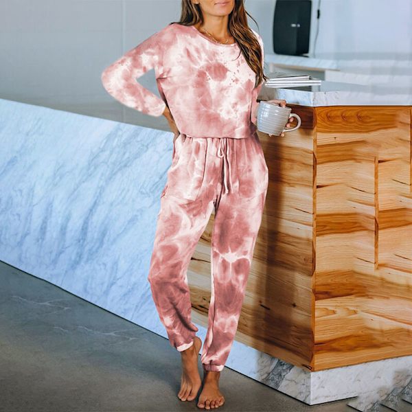 Naisten pyöreäkauluksiset yöasut ja housut Pyjama-setti Red XL