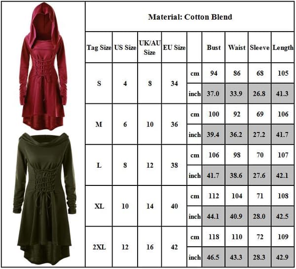 Hættekjole til kvinder med blonder til Halloween Cosplay-kappe Grå M wine red 2XL