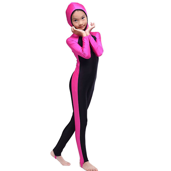 Baddräkt för barn Cover baddräkt Modest Beachwear Girls Burkini Rose&Red