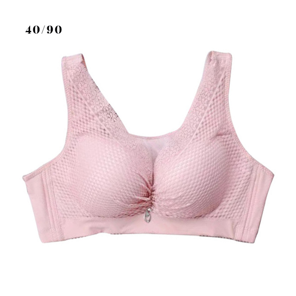 Trådløs BH Damer Åndbar Push Up Bralette Girl Lace Mesh Pink 40/90
