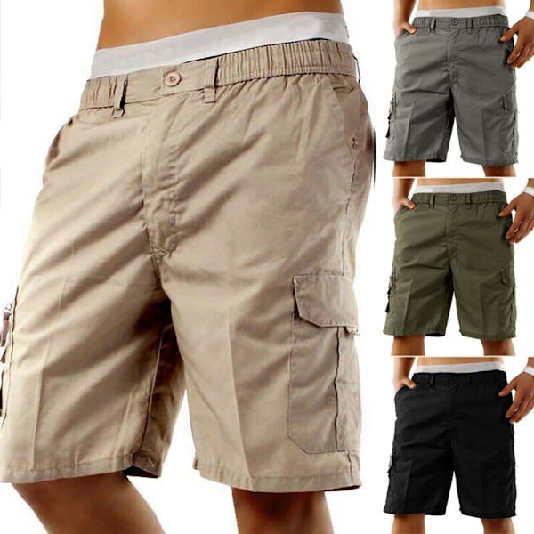 Miesten Combat Cargo taskut Sweat shortsit Kesähousut peppu Khaki XL