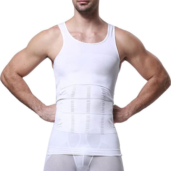 Herre slankevest Herre Bodybuilding Compression Vest White XXL