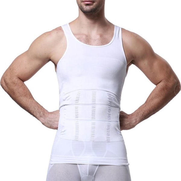 Slankevest for menn Bodybuilding Compression Vest for menn White XXL