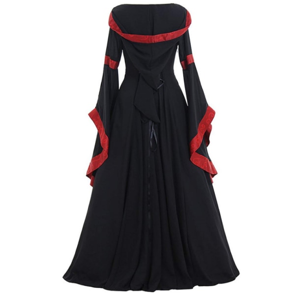 Vintage middelaldersk gulvlengde Cosplay-kjole for kvinner black XL