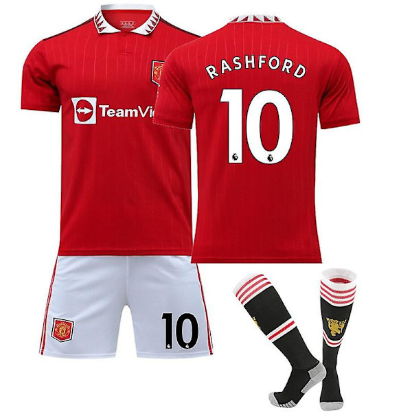 22-23 Manchester United Fotbollströja Kits Vuxen fotbollströja RASHFORD 10 Kids 24(130-140)