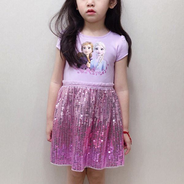Girl Kids Frozen Elsa Princess Summer Sequins -mekko rento Purple - Pink 90cm