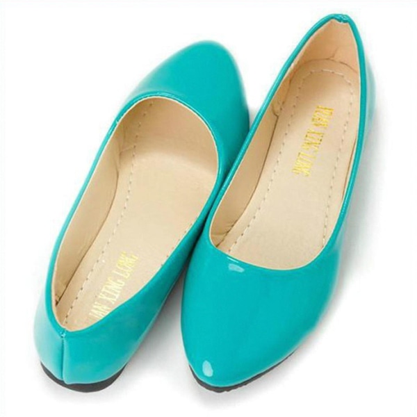 Kvinder Flat Pumps Slip On Ballet Ballerina Dolly Brude Loafers Sko-i Lake Green 37.5-38