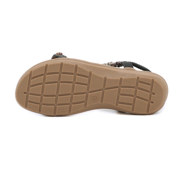 Sommer nye kvinners sandaler Elastisk bånd Lette og komfortable sandaler Black EU 35