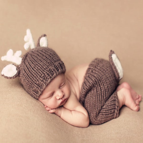 Vastasyntyneen vauvan valokuvaus rekvisiitta asut Lovely Boy Hat Pant G