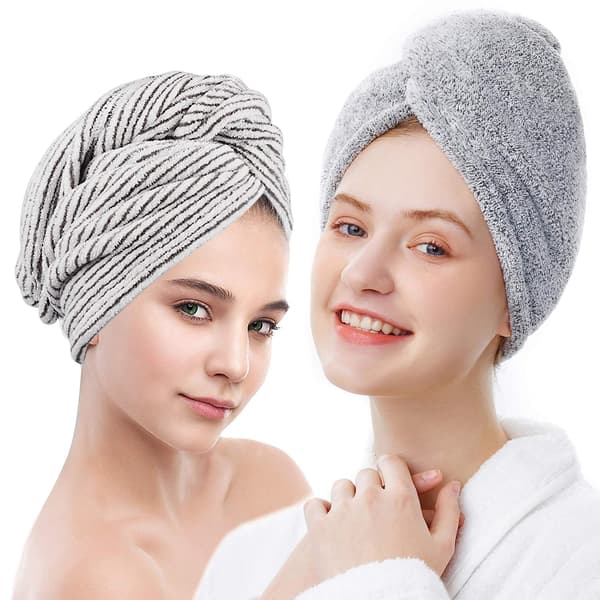 Bambus hårhåndkle 2-pakning, mikrofiber hårføner dusj