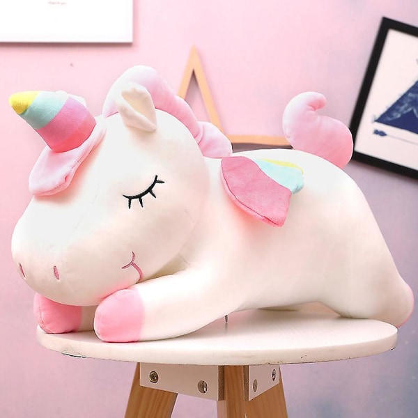 Creative Angel Unicorn Doll Rainbow Pony Plysjlekeputegave White 40cm