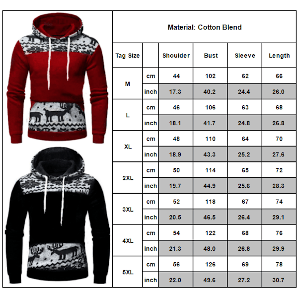Herre Christmas Fawn hættetrøje Casual Fashion jakke Vinter Gray 4XL