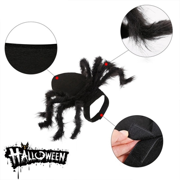 Pet Black Spider Cosplay antrekk Hund Katt Halloween Edderkopp Cosplay-antrekk S (75cm)