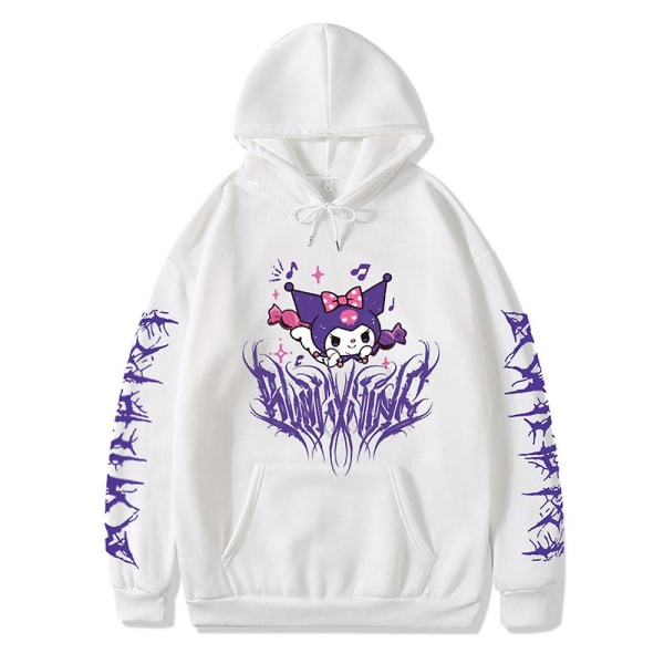 Søt Kuromi Cartoon Anime hettegensere weatshirt Dame Kawaii Pullover Hetteoverdeler Cosplay Kostyme For Fans-G White S