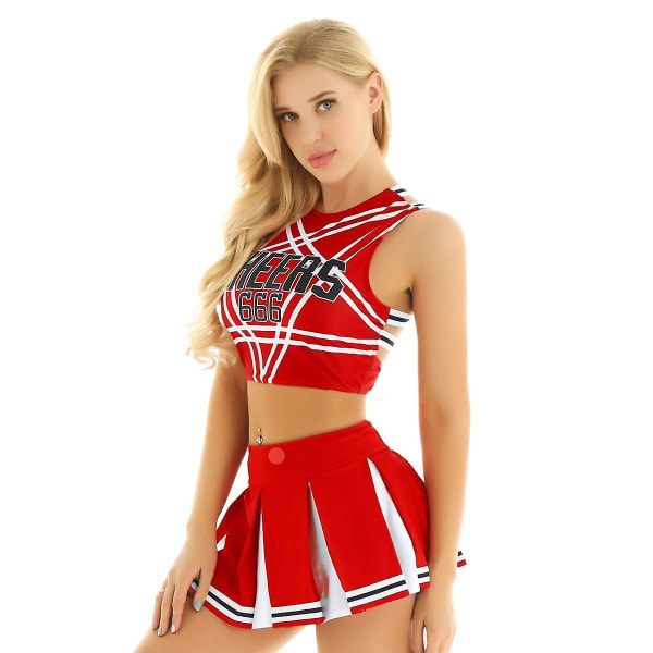 Us/uk Lager Kvinder Japansk Skolepige Cosplay Uniform Sexet Lingeri Cheerleader Kostume Sæt Rød M XXL
