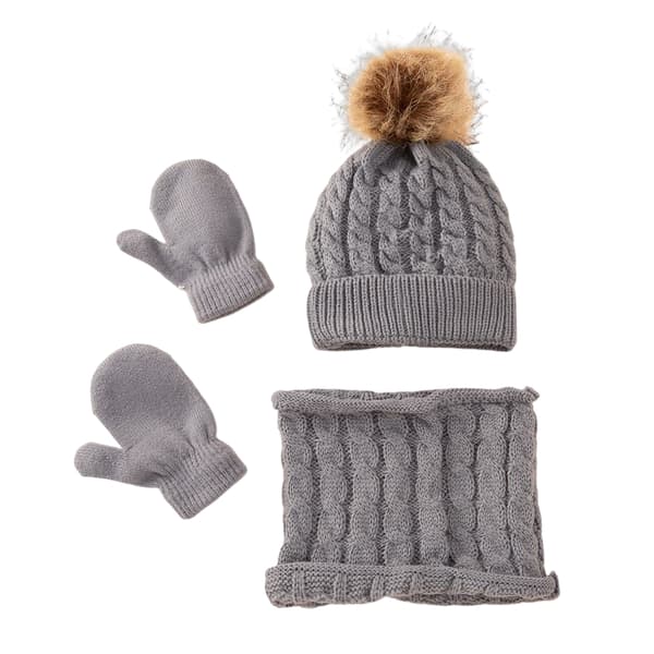 Beanie Hat Handsker Sæt *Pom Pom Bobble Hat Farve uldne hatte Grey