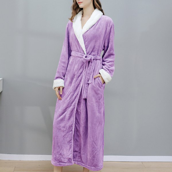 Long Robe Warm Pitää kylpytakin lämpimänä Yöpaita Ihoystävällinen Purple M