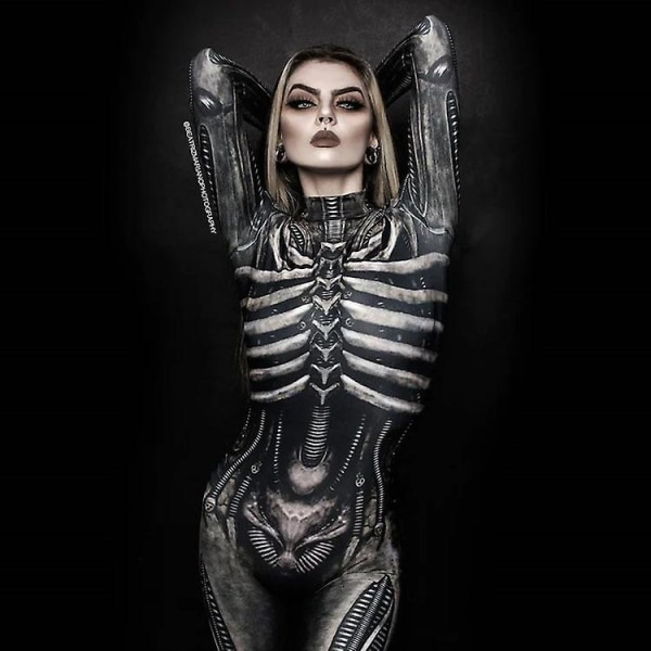 Naisten puku Seksikäs scifi-halloween-asu, paras pelottava naisten puku black XXL