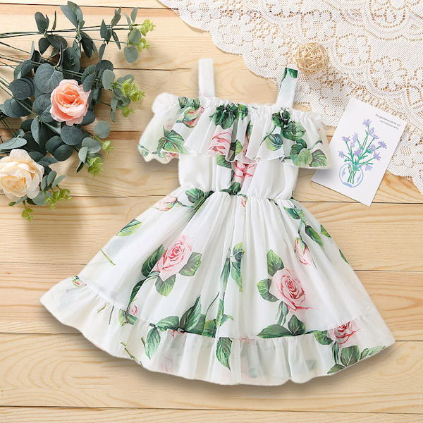 Piger Kjole Fest Prinsesse Kjole Piger Strand Sommer Tunika Kjole 110cm
