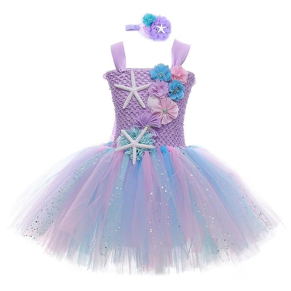 Tyttöjen prinsessamekko Mermaid Ariel Tutu -mekkokarnevaali Light purple 100