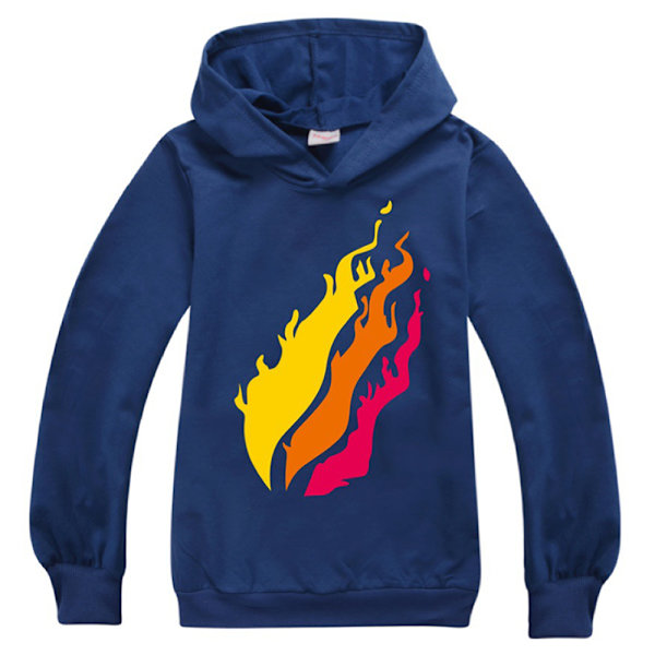 Barn tecknad tryckt bomullströja tröja Hoodies Munidacer Navy Blue 130cm