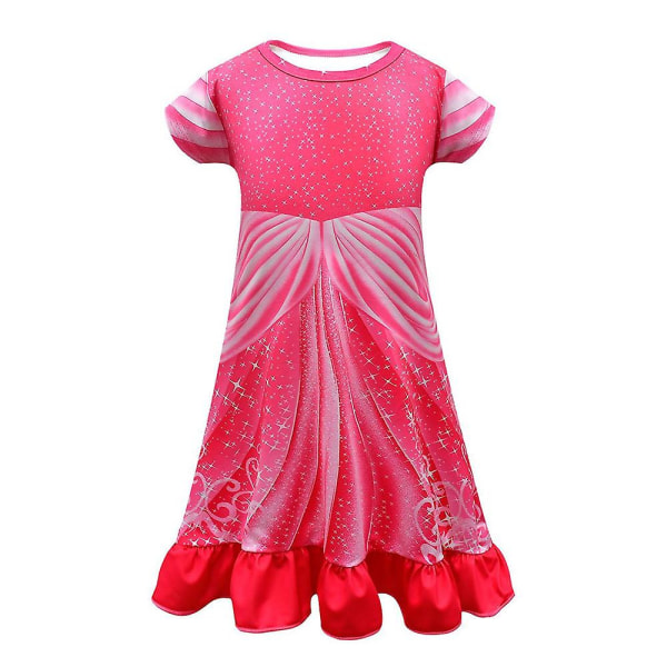 Piger Børn Sommer Kortærmet Kjole Cosplay Kostume Ferie Casual Midi Kjoler 7-8 år Rose Red 3-4 Years