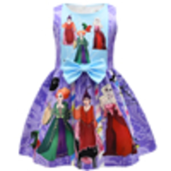 Kids Girl Hocus Pocus Winifred Sanderson osplay Klänning Halloween C 100cm