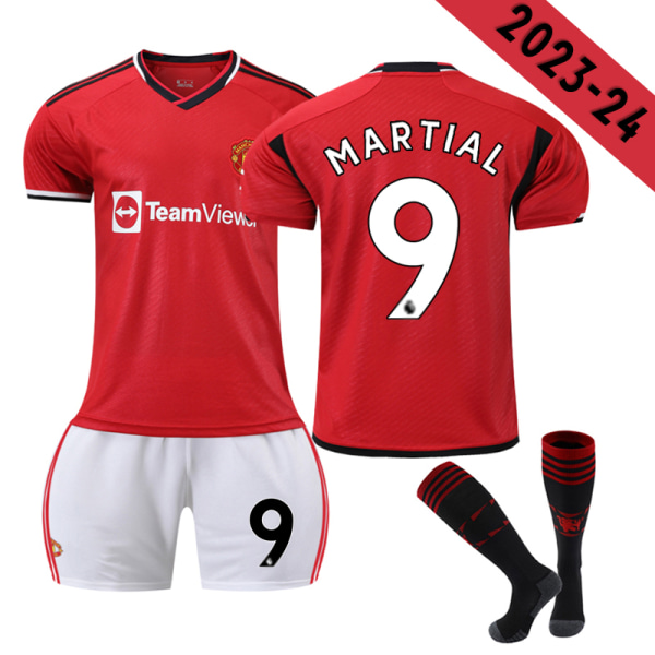 23-24 Manchester United Home Kids Fodbolddragt nr. 9 MARTIAL 10-11 years