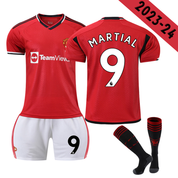 23-24 Manchester United Home Kids Football Kit nro 9 MARTIAL 10-11 years
