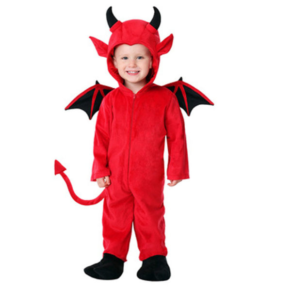 Halloween Red Devil Hooded Jumpsuit Party Barn Gutter Jenter