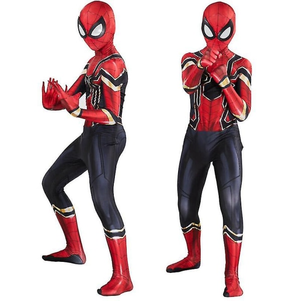 Avengers Iron Spiderman Cosplay Kostume Fancy Dress Jumpsuit-1 V 120cm
