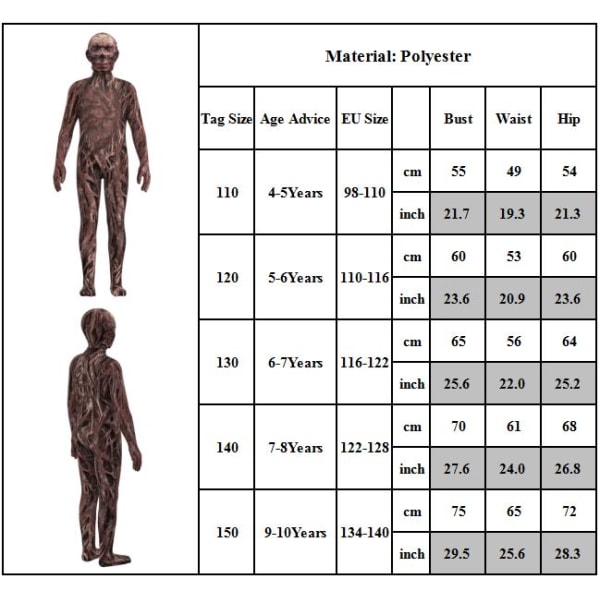 Stranger Things 4 Vecna Cosplay Kläder Halloween Jumpsuit 140Y 110Y