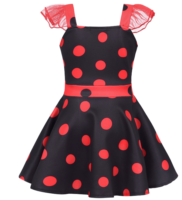 Jenter Polka Dots Ladybug Dress Up kostyme black 110cm